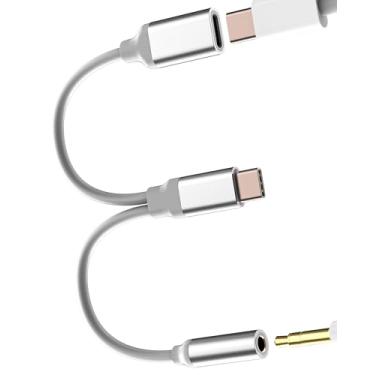 Imagem de Adaptador de áudio de 3,5 mm para USB C para iPhone16 15 (2 em 1) compatível com Samsung para Apple para iPad Pro Air Type C carregador divisor porta auxiliar cabo dongle fone de ouvido conversor de