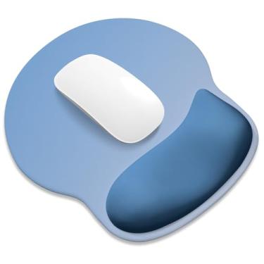 Imagem de ITNRSIIET Mouse pad ergonômico com descanso de pulso de espuma viscoelástica mais amplo + 17%, almofada curva reduz a pressão em 20%, alívio da dor, antiderrapante, suave, acessório de mesa de cor