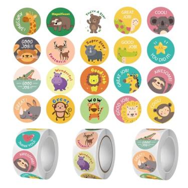 Imagem de Runtoo 1500 peças de adesivos de recompensa de animais fofos rolo para crianças sala de aula deve ter volta às aulas suprimentos para professores penico treinamento pequeno adesivo positivo