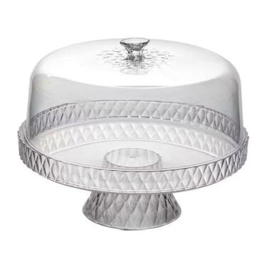 Imagem de Boleira com Pé Petisqueira Plástico Incolor Glamour Plasútil