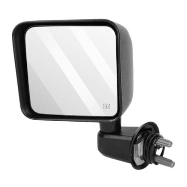Imagem de ECCPP Espelho lateral do motorista, retrovisores retrovisores aquecidos pretos, dobra manual esquerda, adequado para Jeep Wrangler 2007 2008 2009 2010 2011 2012 2013 2014 2015 2016 2017