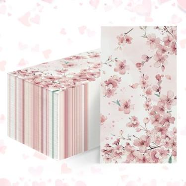Imagem de Horaldaily Guardanapos decorativos 50 Sping Valentine de papel descartável, flores rosas, toalha de mão para festa, almoço, jantar, cozinha, banheiro