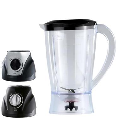 Imagem de Copo Para Liquidificador Compatível com Britânia Diamante V Black Filter/Britânia 600PR Cristal Transparente Tampa Preta 1,5L