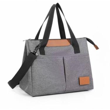 Imagem de Bolsa Térmica Lancheira Marmita com Alça de Ombro – Ideal para Trabalho, Academia, Escola e Passeios (Cinza)