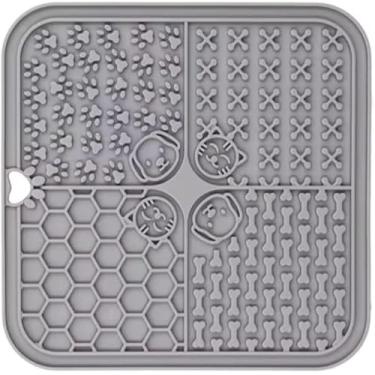 Imagem de Tapete Lambe Lambe para Cães e Gatos, Brinquedo Interativo Antiansiedade, Estimulador de Alimentação Lenta, Silicone (Cinza) (Azul)