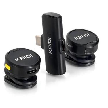 Imagem de Microfone Lapela Redondo Sem Fio Type C Android KMF4-C Preto - Kaidi