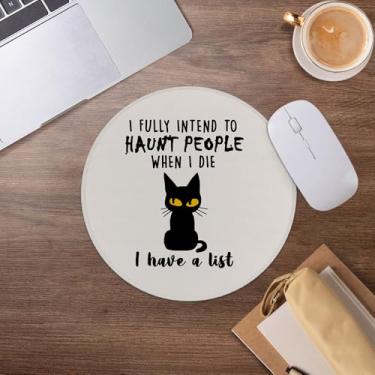 Imagem de Mouse pad engraçado de gato preto, presentes para amantes de gatos, mousepad engraçado para mesa, escritório, escritório, computador, laptop, acessórios, 19 x 19 cm