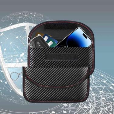 Imagem de Pacote com 2 bolsas Faraday para chaveiro de celular, bolsa Faraday de 21 x 11 cm, porta-chaves de carro com bloqueio de sinal RFID, protetor de bloqueio de entrada sem chave à prova d'água, capa de