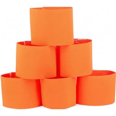 Imagem de Wrzbest Braçadeira de Capitão Futebol Futebol Rugby Capitão Braçadeiras para Jovens e Adultos, Design Antiqueda - Pacote com 6 (6 Laranjas/Não C)