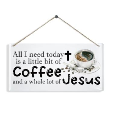 Imagem de Placa acrílica de café, All I Need Today is A Little bit of Coffee and a Whole Lot of Jesus, decorações de café, decoração de bar de cafés, decoração de casa para amantes de cafés para cozinha bar