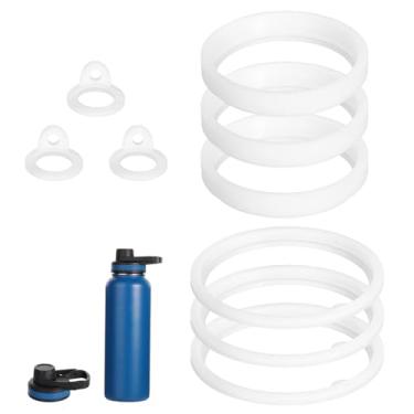 Imagem de 9 peças (3 conjuntos) gaxetas/anéis/vedações de garrafa de água de silicone para termoplástico, acessórios de peças de reposição de borracha para Thermoflask Tampa de canudo de 1,134 g, bico de chug