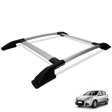 Imagem de Rack de Teto Bagageiro Sandero 2007 a 2014 Tubolar Prata