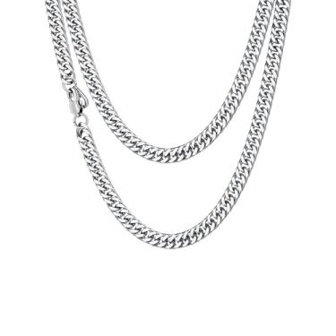 Imagem de ChainsHouse Corrente masculina e feminina, corrente de elos francos, aço inoxidável/banhado a ouro 18K, banhado a ouro 18 K, 3 mm/4,5 mm/5 mm/6 mm/7 mm/10 mm/13 mm de largura, enviar