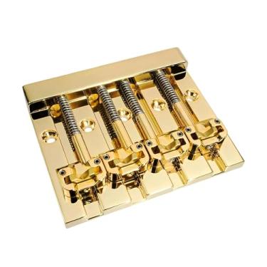 Imagem de Esquirla Ponte para Baixo de 4 Cordas com Saddles de Latão, Peças para Instrumentos Musicais, Metal, 5 Furos.