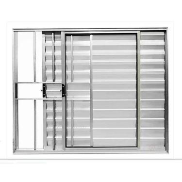 Imagem de Veneziana 3 folhas com grade Alumínio Brilhante, Branco ou Preto Linha