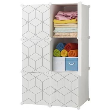 Imagem de Guarda Roupa Modular 6 Portas Armario Portatil Organizador Brinquedos Lavanderia Estante Sapateira Multiuso Luxo