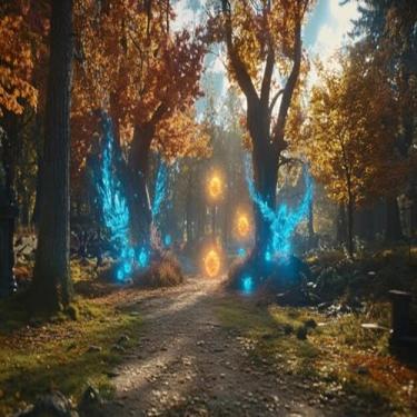 Imagem de Quadro Decorativo Arte Mística Floresta Brilhante - Decoração Criativa e Encantadora 40x40cm