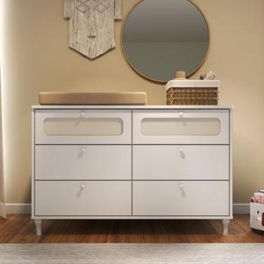 Imagem de Cômoda Infantil Divicar Fofura 6 Gavetas Branca Madeira, branco