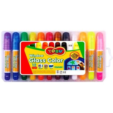 Imagem de Marcadores de giz de cera para janela – 12 cores laváveis para uso em vidro, papel e água – marcadores sólidos estilo giz de cera para festas, decorações e eventoss_1 conjunto