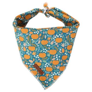 Imagem de Bandana para cães, estilo exclusivo, patas, algodão e abóbora, gravata