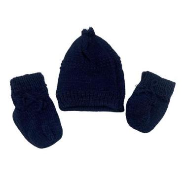 Imagem de KIT TAMINE 3PCS U06 MARINHO - Inclui Sapatinhos, Luvas e Touca