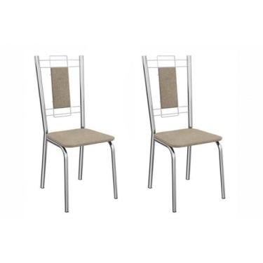 Imagem de Cadeira Sala de Jantar Florença 2C005CR Aço Kit 2 Un Cromado/Linho Beg