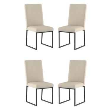 Imagem de Kit 4 Cadeiras De Jantar Com Base De Ferro Preto – Balaqui Cor:bege Bege
