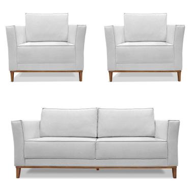 Imagem de Kit 2 Poltronas e Sofá Living 2 Lugares 1,90m Vega Linho Cas