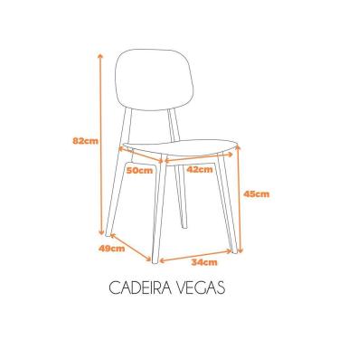 Imagem de Kit 4 Cadeiras Vegas com Estrutura Em Polipropileno Fratini Preto