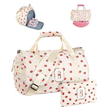 Imagem de Vogewood Presente para crianças de 3, 4, 5, 6, 7, 8, 9, 10, 11 e 12 anos, bolsa de ginástica, bolsa de viagem inicial com bolsa de maquiagem, Bege, Small, O