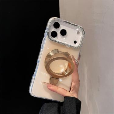 Imagem de Suporte magnético gradiente com suporte de diamante e capa à prova de choque, dourado, para iPhone 14