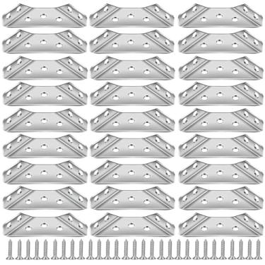 Imagem de 240 suportes de canto inoxidáveis de parafuso, conectores de móveis triplos laterais em forma de L para reforço de gabinete e prateleira, suportes resistentes à umidade
