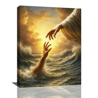 Imagem de Jesus Wall Art Cristã A Mão de Deus Decoração de Parede Religiosa Bíblia Pinturas em Tela Imagens Impressões de Cristo Decorações Emolduradas para Igreja Sala de Oração Quarto Sala de Estar Presentes