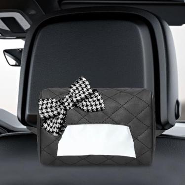 Imagem de DUSCOKE Porta-lenços de papel para carro grande para 120 lenços padrão – capa de caixa de armazenamento de papel de guardanapo de couro PU, suporte retangular de guardanapo de banco traseiro de carro