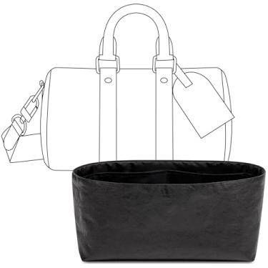 Imagem de FANJI Project Inserção organizadora de bolsa para LV Keepall Bandoulière 25, ajuste personalizado interno premium preto fosco leve resistente à água acessórios para inserção de bolsa