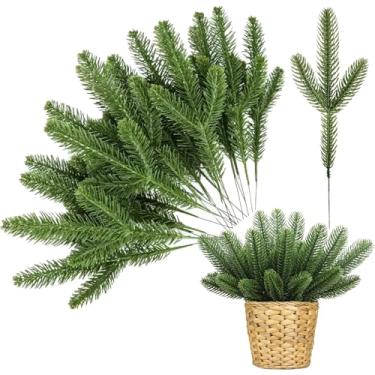 Imagem de Ramos de pinheiro artificiais, 160 peças, palitos de vegetação de Natal 28 cm, haste de arame flexível, para guirlanda DIY, grinalda, vaso, cornija, decoração de casa de Natal de mesa