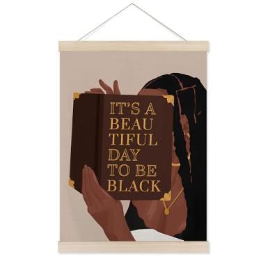 Imagem de Welshower Moldura de pôster de mulheres negras, inspiradora It's a Beautifully Day to Be Black Wall Art Prints Decor para quarto de meninas, quarto, dormitório, apartamento, casa, 30,5 x 40,6 cm