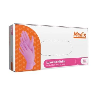 Imagem de Luva Nitrilica Rosa Pink Medix Profissional sem Pó Tamanho M - 100 unidades