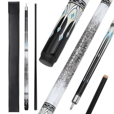 Imagem de elraxw Taco de sinuca de fibra de vidro, bastão de bilhar profissional de 147 cm com ponta de 8 camadas de 13 mm, junta de pino Uni-Loc para jogadores adultos e homens