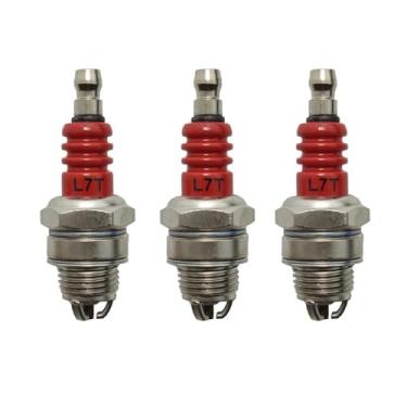 Imagem de Vela de ignição de três lados compatível com motosserras L7T 2500, 3800, 4500 e 5200 de 2 tempos. Acessórios para eletrodos. Pacote com 3 unidades.