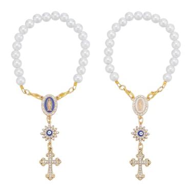 Imagem de OLYCRAFT 2 peças rosário de carro de 2 cores para espelho retrovisor, carros, espelhos retrovisores, decorações penduradas, pingente de olho turco, carros, espelhos retrovisores, pingente, pingente de