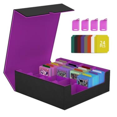 Imagem de JWPEHOE Trading Card Storage Box, 3200+ MTG Deck Box, 4-Row Portable commander deck box for MTG/TCG/Magic Cards and Sports Cards Gifts for Card Collector,Gifts for Card Collector