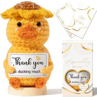 Imagem de Thank You Gifts for Women Emotional Support Crochet Plush, Handmade Funny Duck Crochet w/ Card Employee Appreciation Gifts for Teacher, Christmas Birthday Gift Set for Women Coworker Nurses Boss Staff