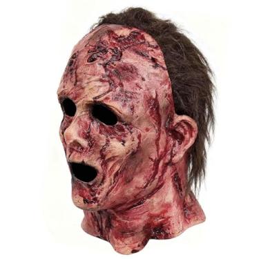 Imagem de Grymthvz Máscaras vermelhas realistas e aterrorizantes, adequadas para Halloween ou eventos temáticos de terror, adereços de festa