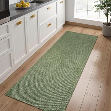 Imagem de Uphome Tapete Boho Lavável de Corredor, 61 cm x 213 cm, Verde, Antiderrapante, Resistente a Manchas, Tapete de Algodão para Cozinha, Banheiro, Quarto e Corredor