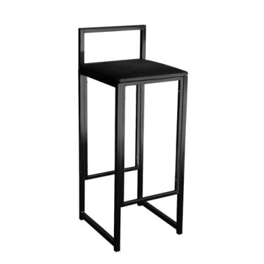 Imagem de Banqueta Alta Quadrada Minimalista Área Gourmet Aço Bancada Balcão Restaurante Lanchonete (Preto)
