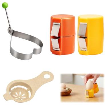 Imagem de Conjunto de 4 peças de biscoito de ovo, descascador de ovos cozidos, abridor de casca de ovo, para facilitar a quebra e descascar, design compacto para uso na cozinha