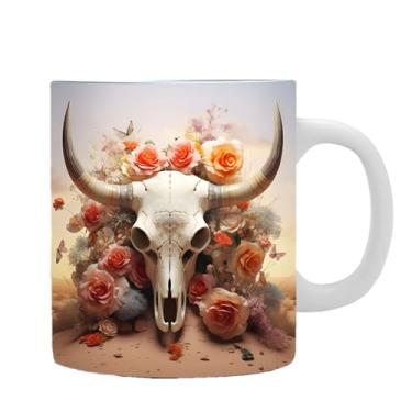 Imagem de Shakven Caneca, animal Caneca de café | Copo De Café De Cerâmica Do Crânio Da Vaca - Caneca de bebida novidade para beber á, xícara de chá criativa para café com leite, cacau quente, nho,