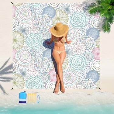 Imagem de Cobertor de praia impermeável, à prova de areia, 198 x 284 cm, grande, para 1 a 7 adultos, grande, leve, impermeável, tapete de piquenique de praia para acampamento, caminhada, viagem, piquenique
