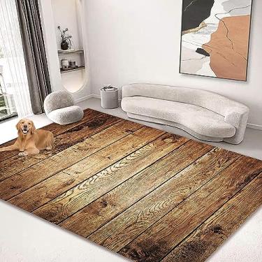 Imagem de kksme Tapete de área grande 1,6 m x 1,8 m para quarto, sala de estar, quarto de crianças, decoração de casa, entrada de casa, tapetes de madeira 3D